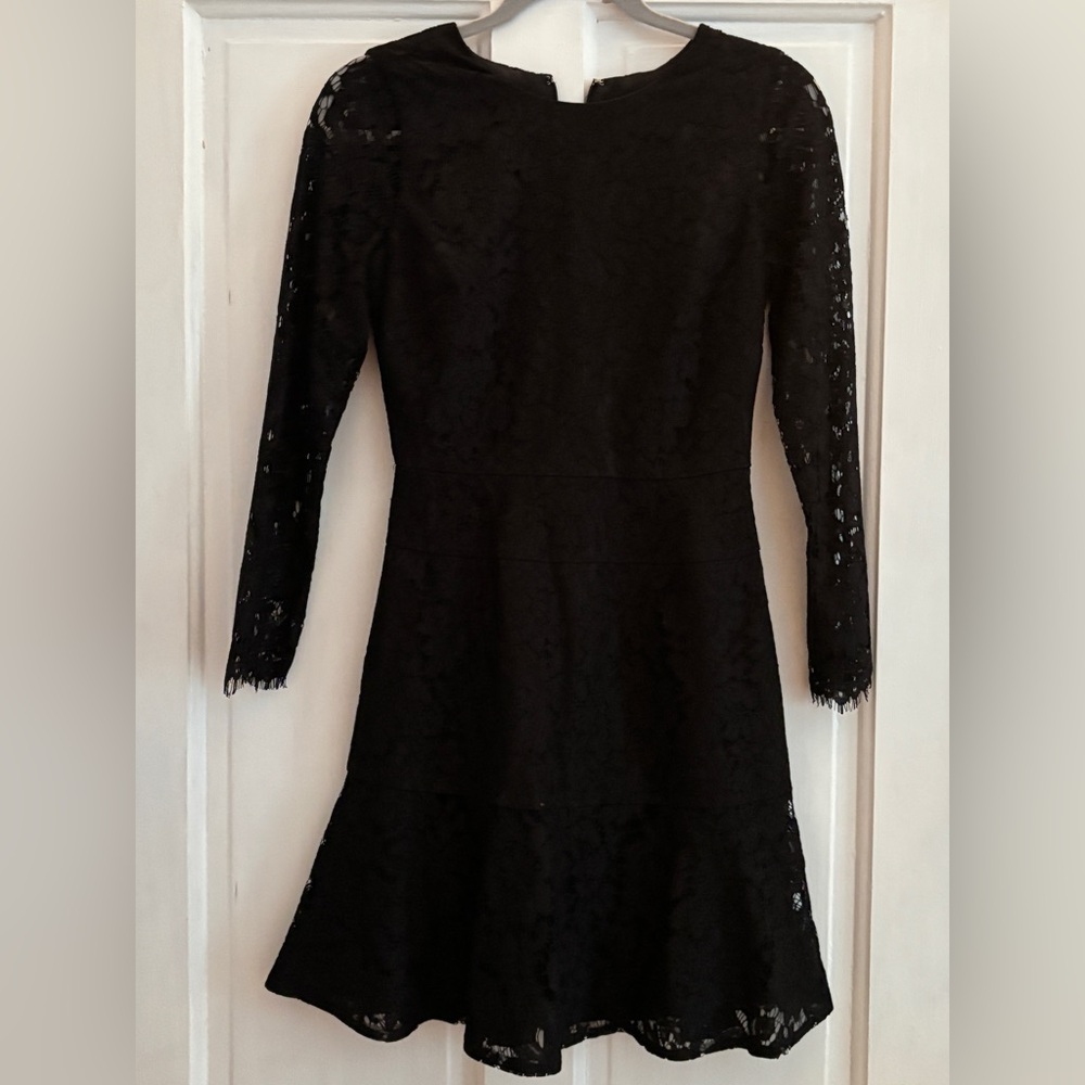 J. Crew Black Long Sleeve Lace Dress